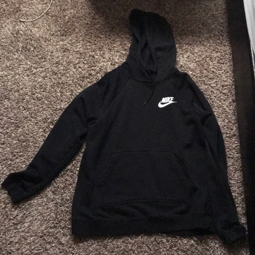 Black sweater with white nike logo